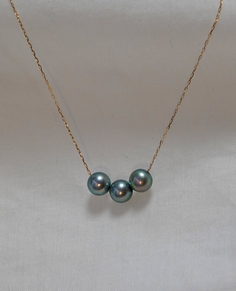 18K金 Akoya 项链 - 项链 - 其他金属 黑色