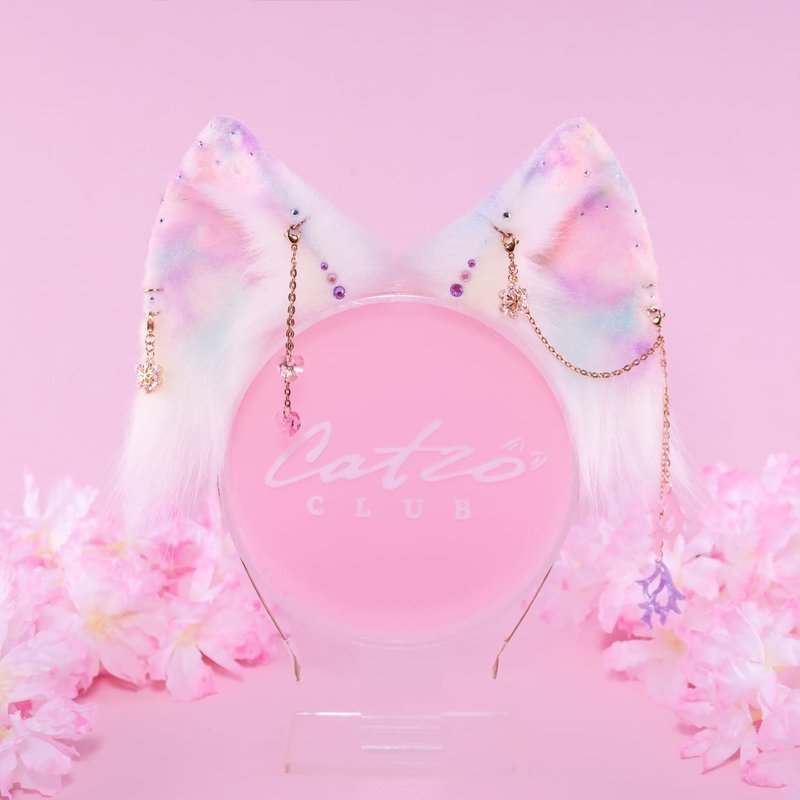 OOAK 蛋白石狐狸耳朵 - 发饰 - 其他人造纤维 粉红色