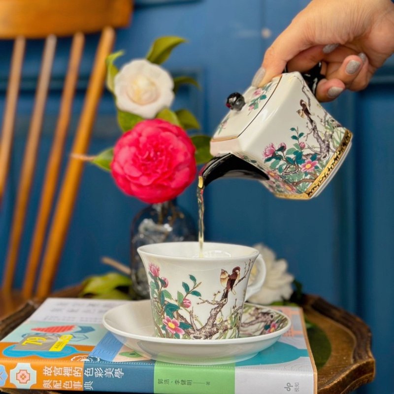 茶花舞春风咖啡杯盘/230CC/办公室小物/提神/咖啡/实用/仪式感 - 咖啡杯/马克杯 - 瓷 粉红色