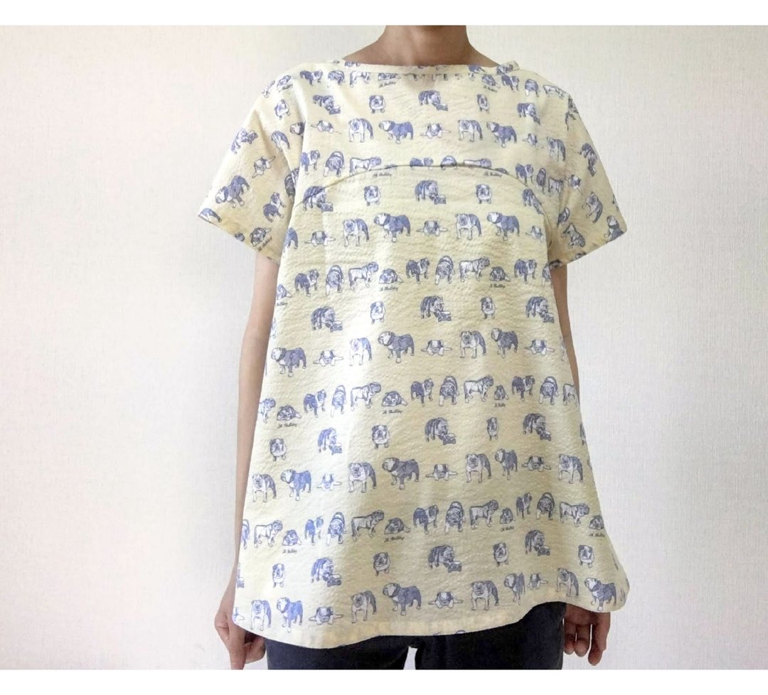 bulldog　skateboard　blouse　Yellow - 女装衬衫 - 棉 黄色