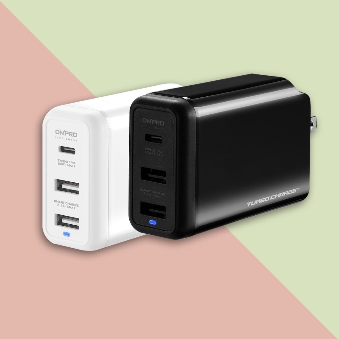 【ONPRO】商检认证三孔 充电器 快充 / QC3.0 PD60W / 万国通用 - 手机配件 - 塑料 黑色