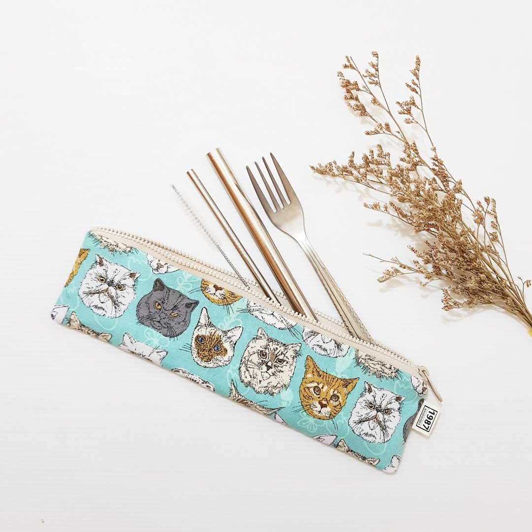 【皇上驾到-绿】 餐具袋 吸管袋 环保 笔袋 刷具袋 圣诞交换礼物 - 收纳用品 - 棉 绿色
