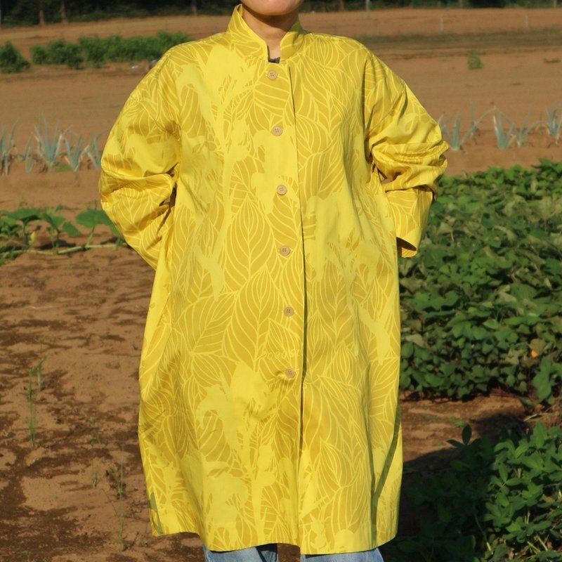 工坊外套 美人蕉 光 亮黄与黄 - 洋装/连衣裙 - 棉．麻 黄色