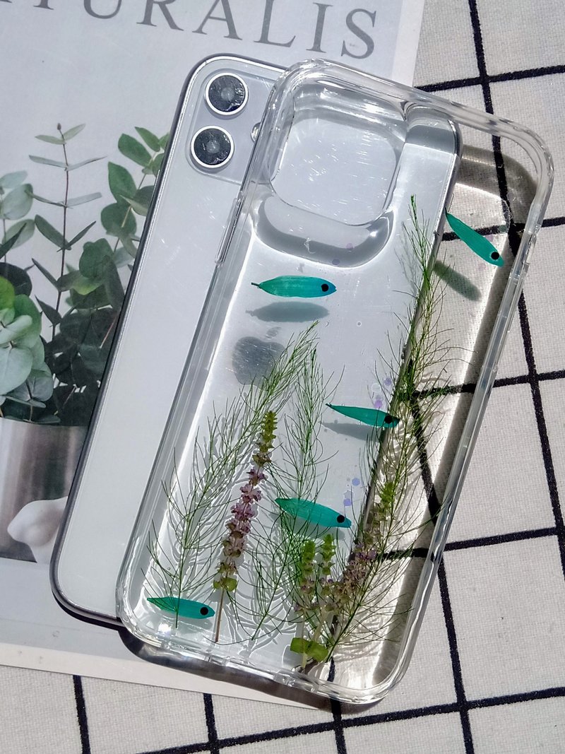 手作押花手机保护壳, 悠游的小鱼, 押花款 - 手机壳/手机套 - 塑料 多色