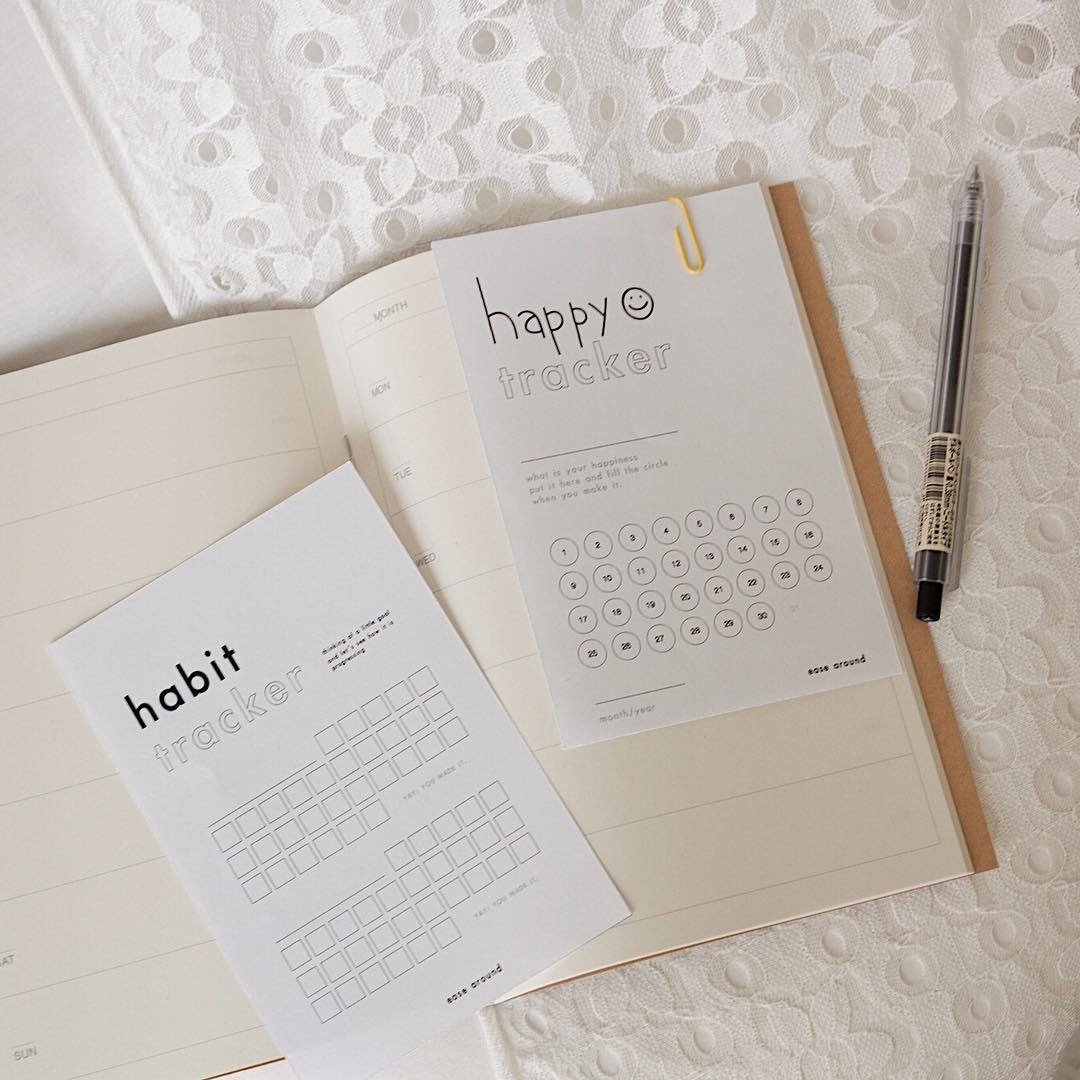 habit tracker / happy tracker - 卡片/明信片 - 纸 白色