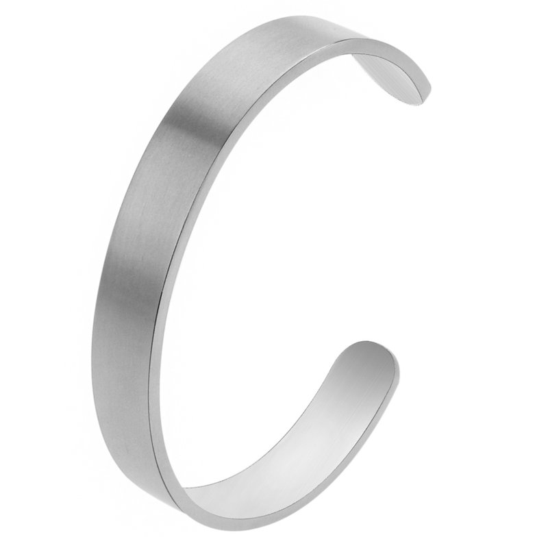 男士简约不锈钢拉丝手镯 - 袖扣 - 其他金属 银色