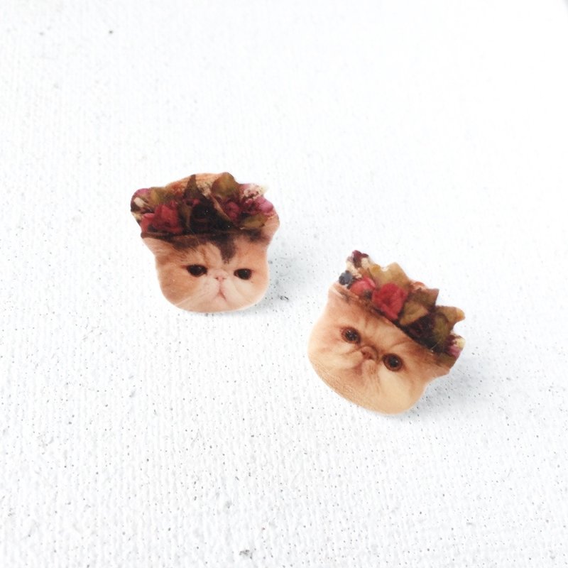 喵星人 宠物 手工 定制化 925 纯银耳钉 - 耳环/耳夹 - 塑料 多色