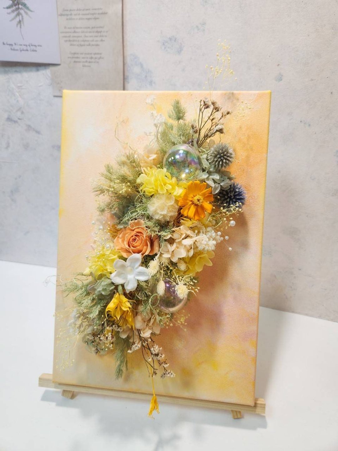 波光粼粼 永生花画布 日出海洋配色 不凋花 永生花  开幕花礼 - 干燥花/捧花 - 植物．花 多色
