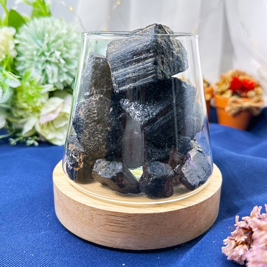 【MU 工坊】黑碧玺扩香石夜灯/水晶扩香灯/碎石/室内香薰/净化 - 香薰/精油/线香 - 其他材质 