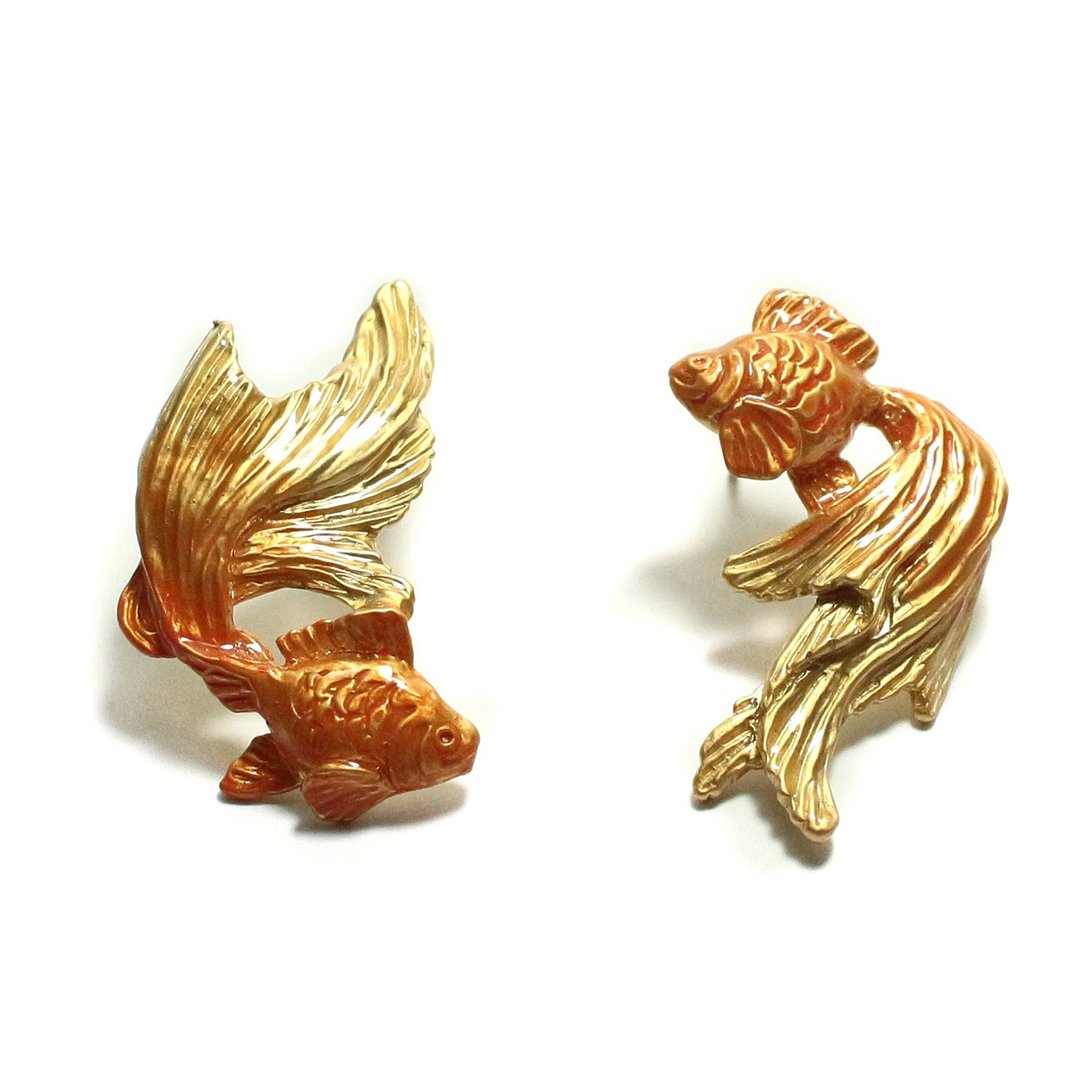 Golden Fish (GD) Goldfish Earrings GD PA482GD - 耳环/耳夹 - 其他金属 橘色