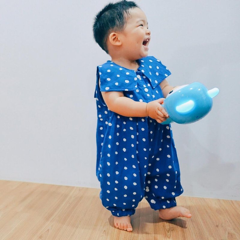 伊藤点点 - 海军领连身长裤 - 童装裤 - 棉．麻 多色