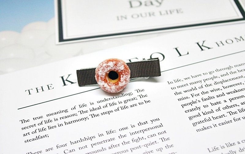 <女孩儿黏土发饰> => 糖霜甜甜圈－发夹系列－#仿真黏土 #可爱 - 发饰 - 粘土 咖啡色