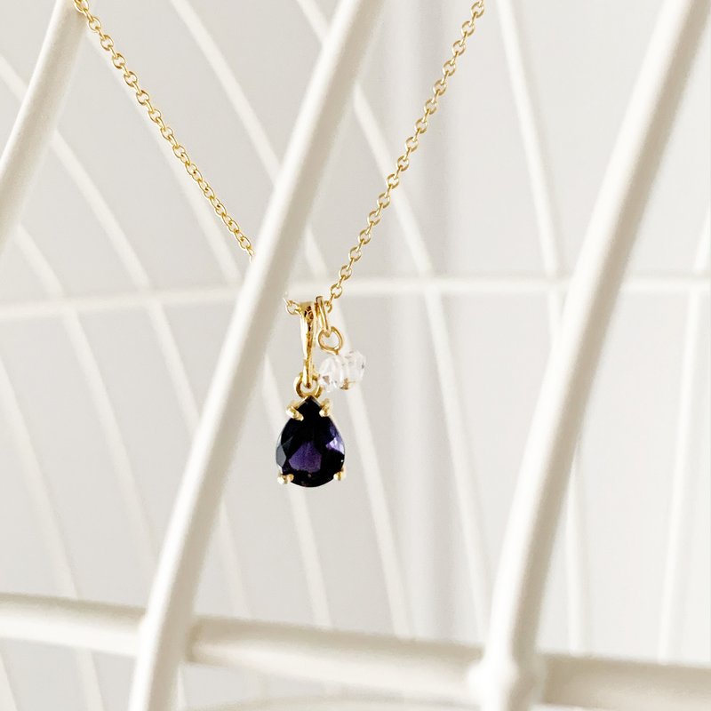 Life Compass Iolite and Herkimer Diamond Necklace (K14GF) - 项链 - 半宝石 蓝色