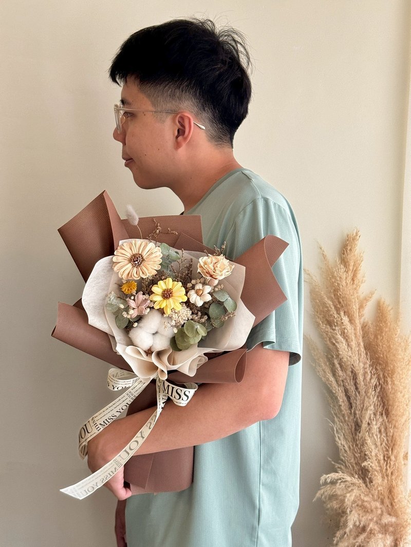 泰迪棕 干燥花束 毕业花束 - 干燥花/捧花 - 植物．花 咖啡色