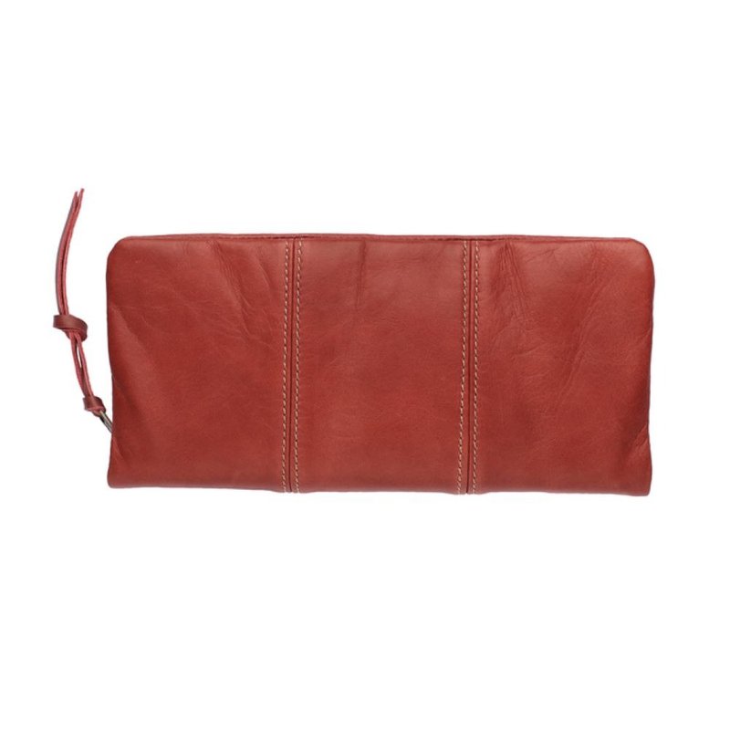 牛皮全开拉链长夹 酒红色 长夹 真皮 - 皮夹/钱包 - 其他材质 