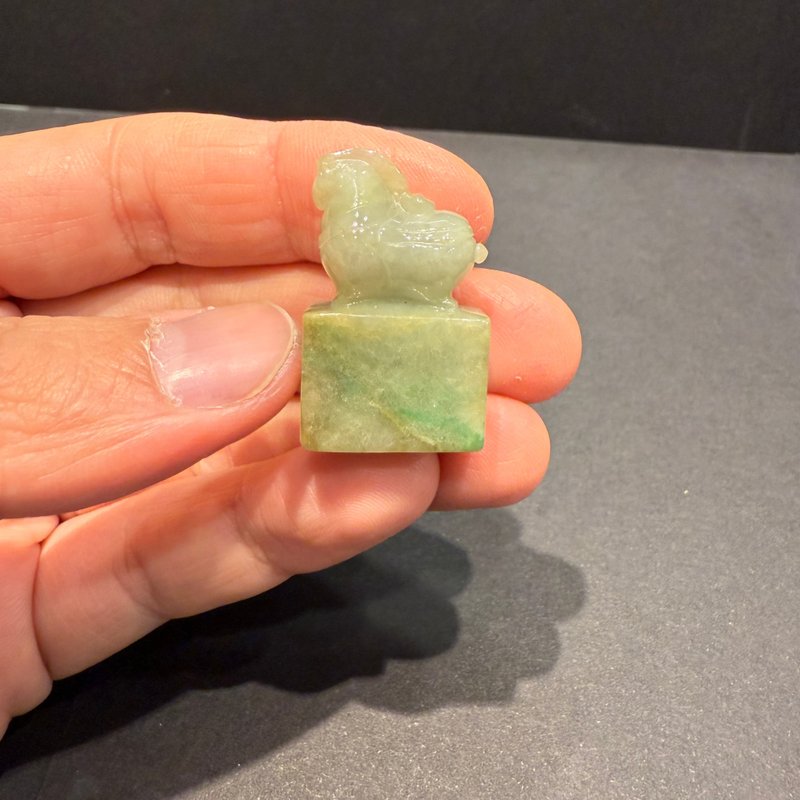 瀚玉珠宝 超值特价 天然三彩翡翠 唐马翡翠印章 十二生肖礼宝宝礼 - 其他 - 玉石 银色