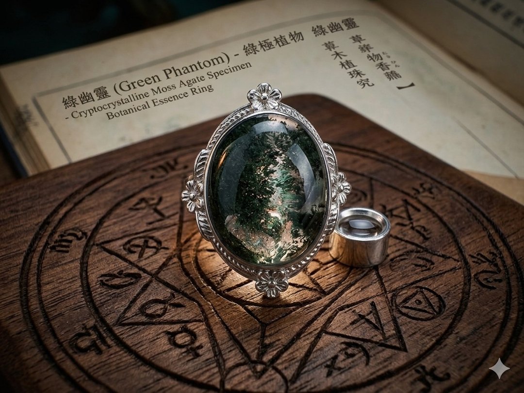 星光绿幽灵水晶 S 925 银戒 - 戒指 - 水晶 