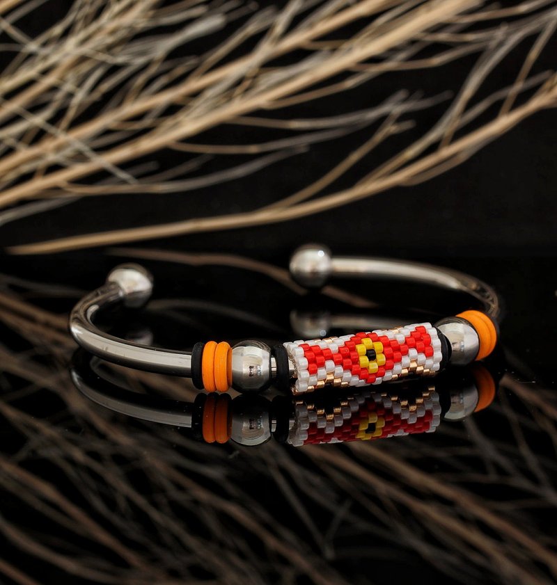 手织 4mm 不锈钢 Peyote-28 日本 Aiko 串珠手镯 - 手链/手环 - 不锈钢 多色