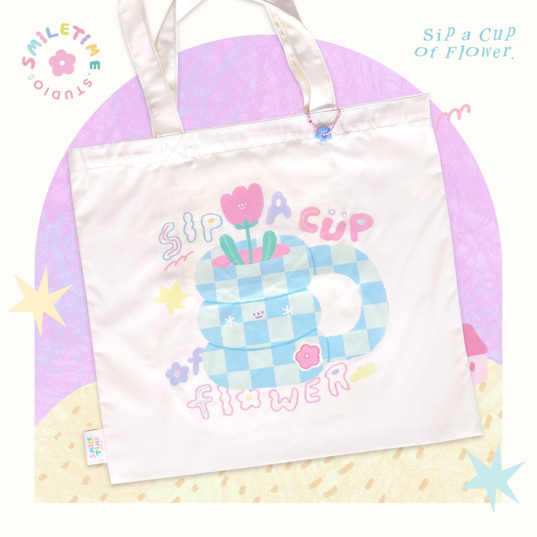 Smiletime Sip a cup of flower 手提袋 - 手提包/手提袋 - 其他人造纤维 多色