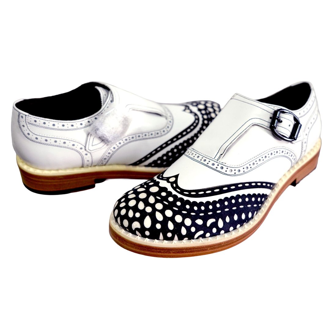 JIMMY CHOO Chaussures Brogue pour Hommes en Bleu Royal - 男款牛津鞋/乐福鞋 - 真皮 白色