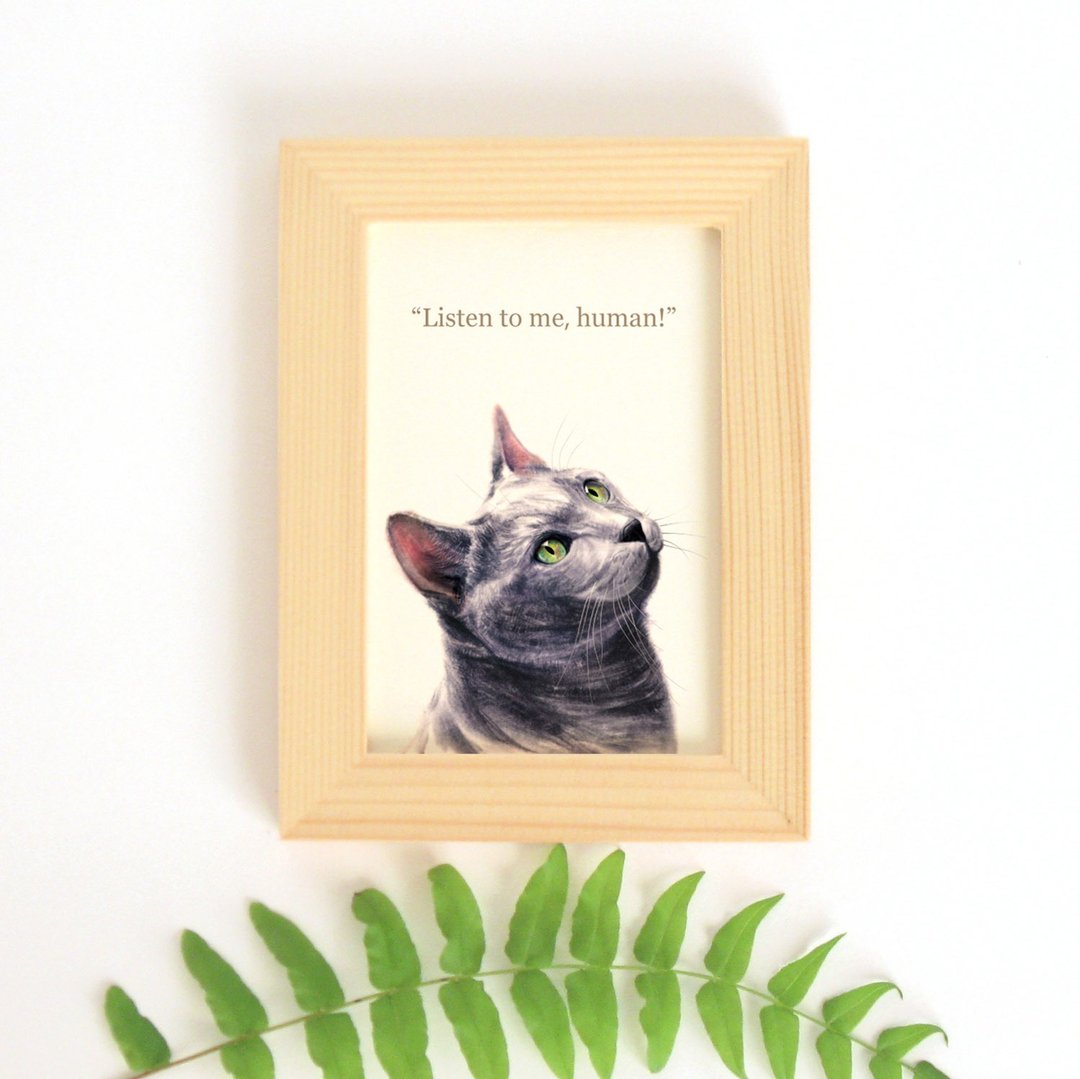 猫思猫言喵语小幅迷你装饰画 给猫咪猫奴的礼物 蓝猫 - 海报/装饰画/版画 - 纸 多色