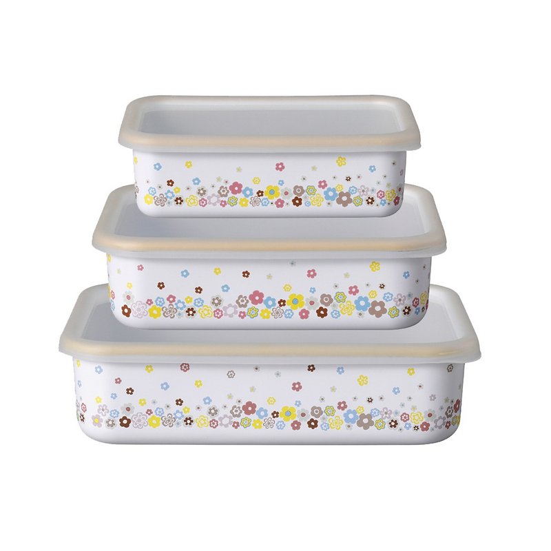 【官方直营】鸣海 Portulaca 午时花珐琅烘焙保鲜盒浅型 台湾限定 - 便当盒/饭盒 - 珐琅 白色