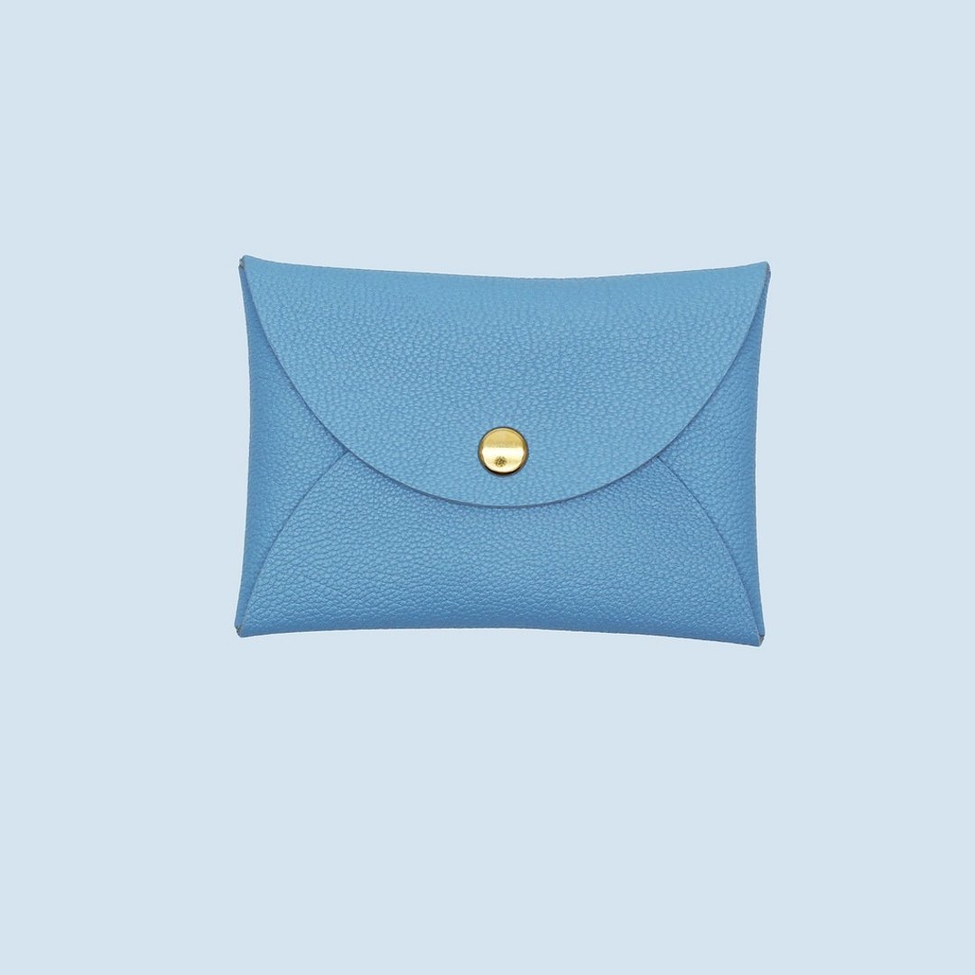 定制化礼物革马卡龙彩蓝色卡片套/钱包/card holder/card case - 名片夹/名片盒 - 真皮 蓝色