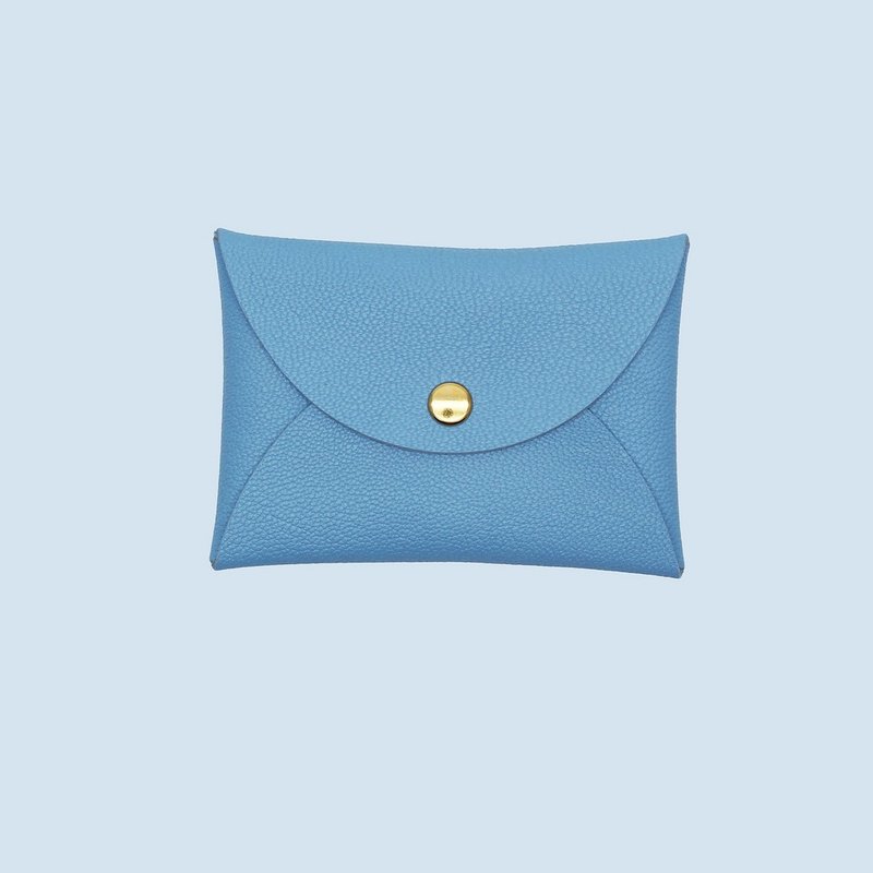 定制化礼物革马卡龙彩蓝色卡片套/钱包/card holder/card case - 名片夹/名片盒 - 真皮 蓝色
