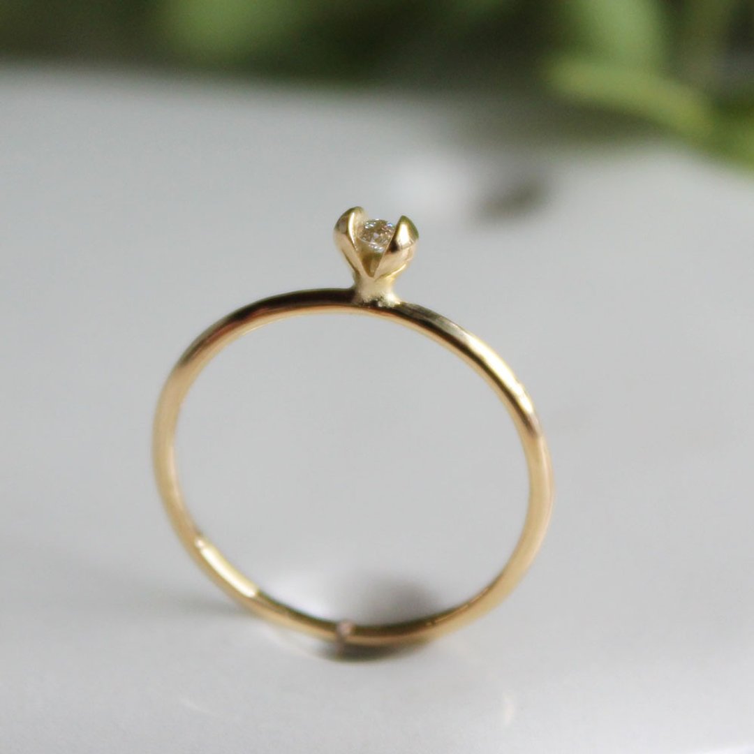 -18K 金- 小种子 花戒指 / Tiny seed ring / - 戒指 - 贵金属 金色