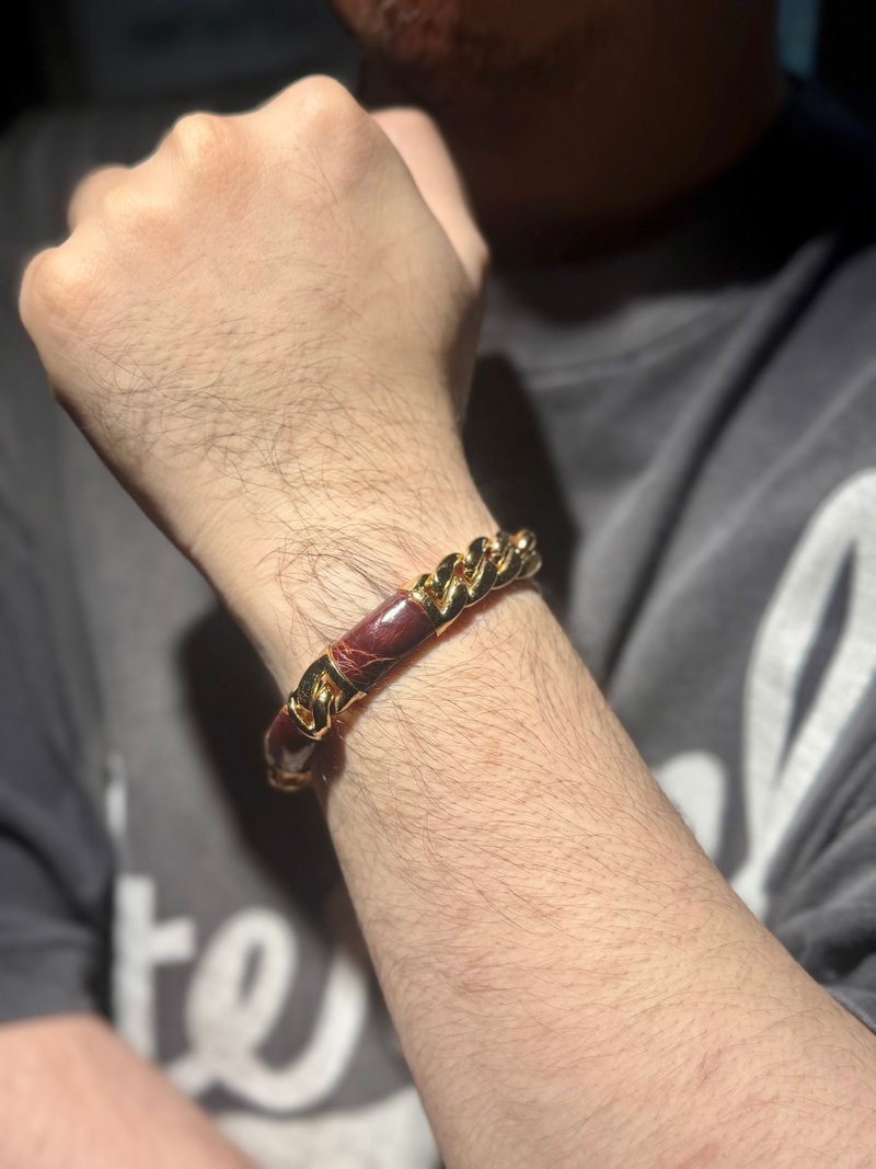 中古正品  Loewe 罗易威 皮革金属手链 男女适用 西班牙制 礼物 - 手链/手环 - 真皮 咖啡色