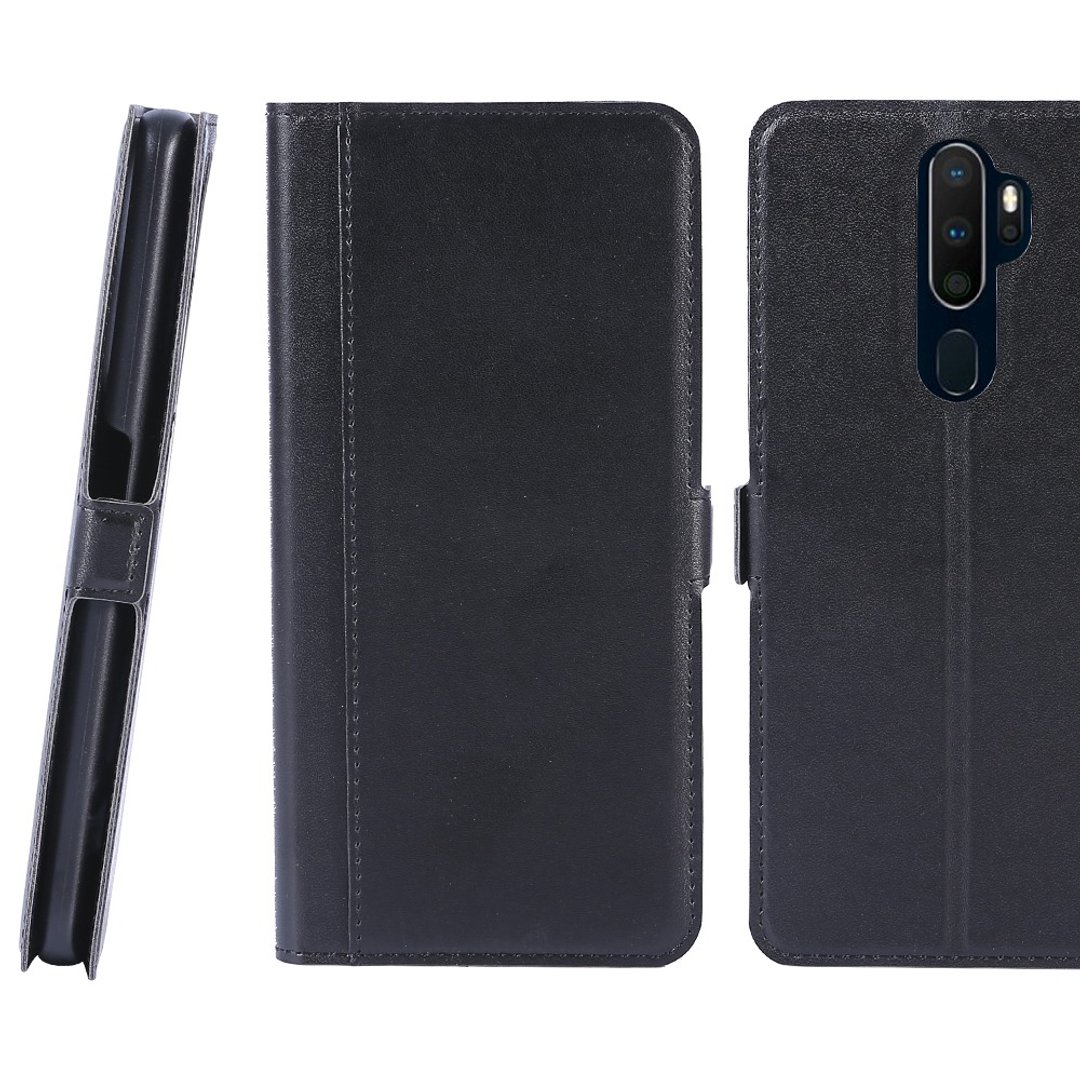 CASE SHOP OPPO A9(2020) 前收纳式侧掀皮套-黑4716779661378 - 手机壳/手机套 - 人造皮革 黑色