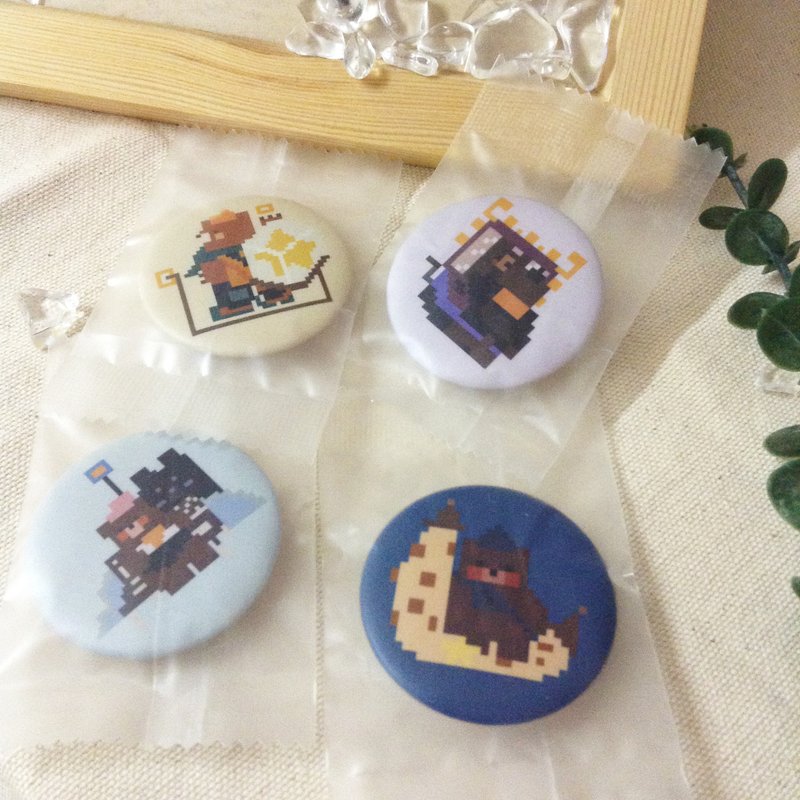 【星月熊】 Pixel Art 徽章 - 胸针 - 其他材质 