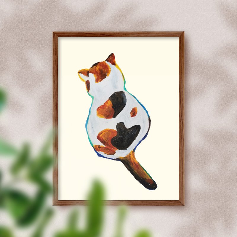 【居家布置】花猫背影-萌宠海报-儿童房装饰画/无框画/女友礼物提 - 海报/装饰画/版画 - 纸 咖啡色