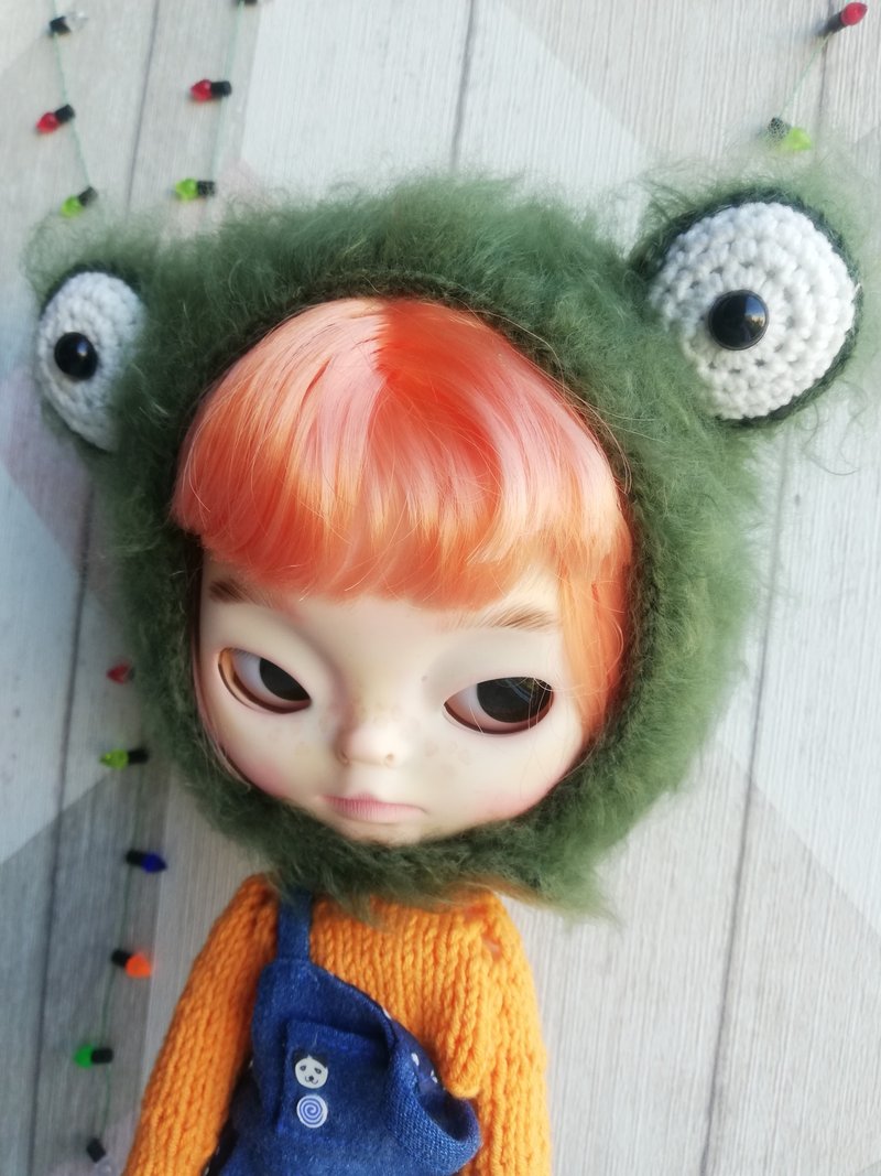 Blythe娃娃帽子毛绒青蛙 - 玩偶/公仔 - 棉．麻 绿色