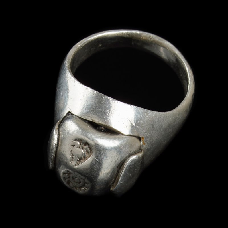 泰国18-19世纪银锭-缅甸佛塔达隆咒珠戒-36银金合金小咒珠 - 戒指 - 其他金属 