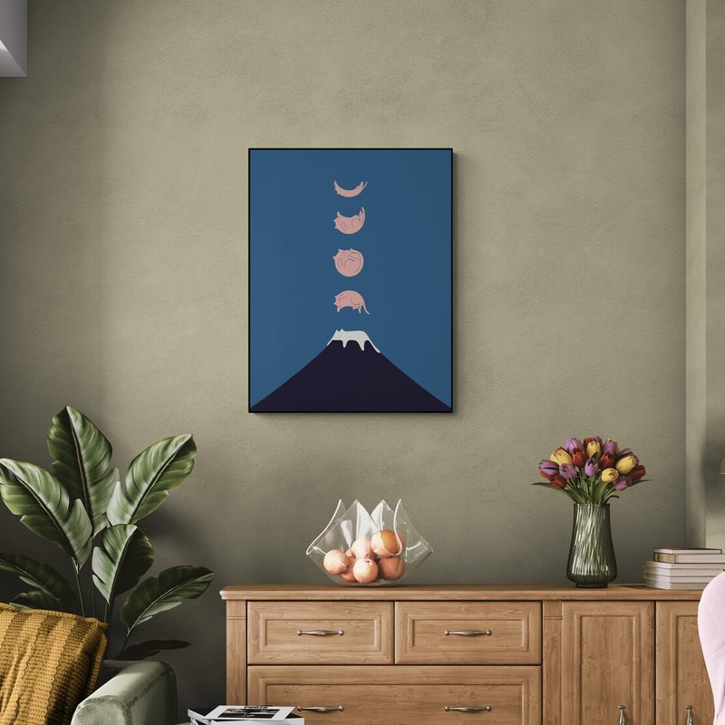 【独家版画】ilovedoodles | 猫咪地景73-月亮变成猫 - 海报/装饰画/版画 - 纸 