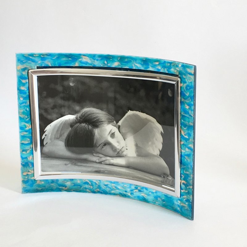深海│自然系海水蓝 手绘个人化弧形相框 定制化礼物 - 画框/相框 - 玻璃 蓝色