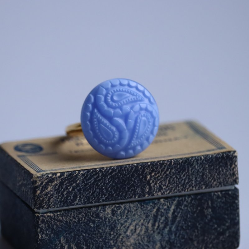 【戒指】天蓝佩斯利 - 戒指 - 玻璃 蓝色