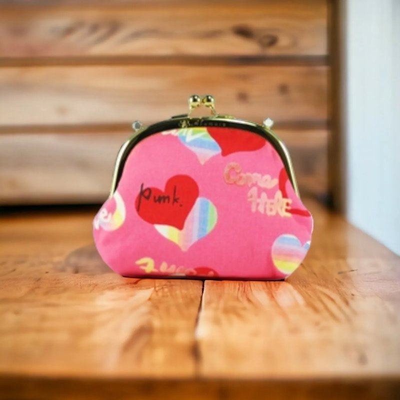 艾拉蔓手工圆框口金小废包-粉红甜心 - 零钱包 - 棉．麻 