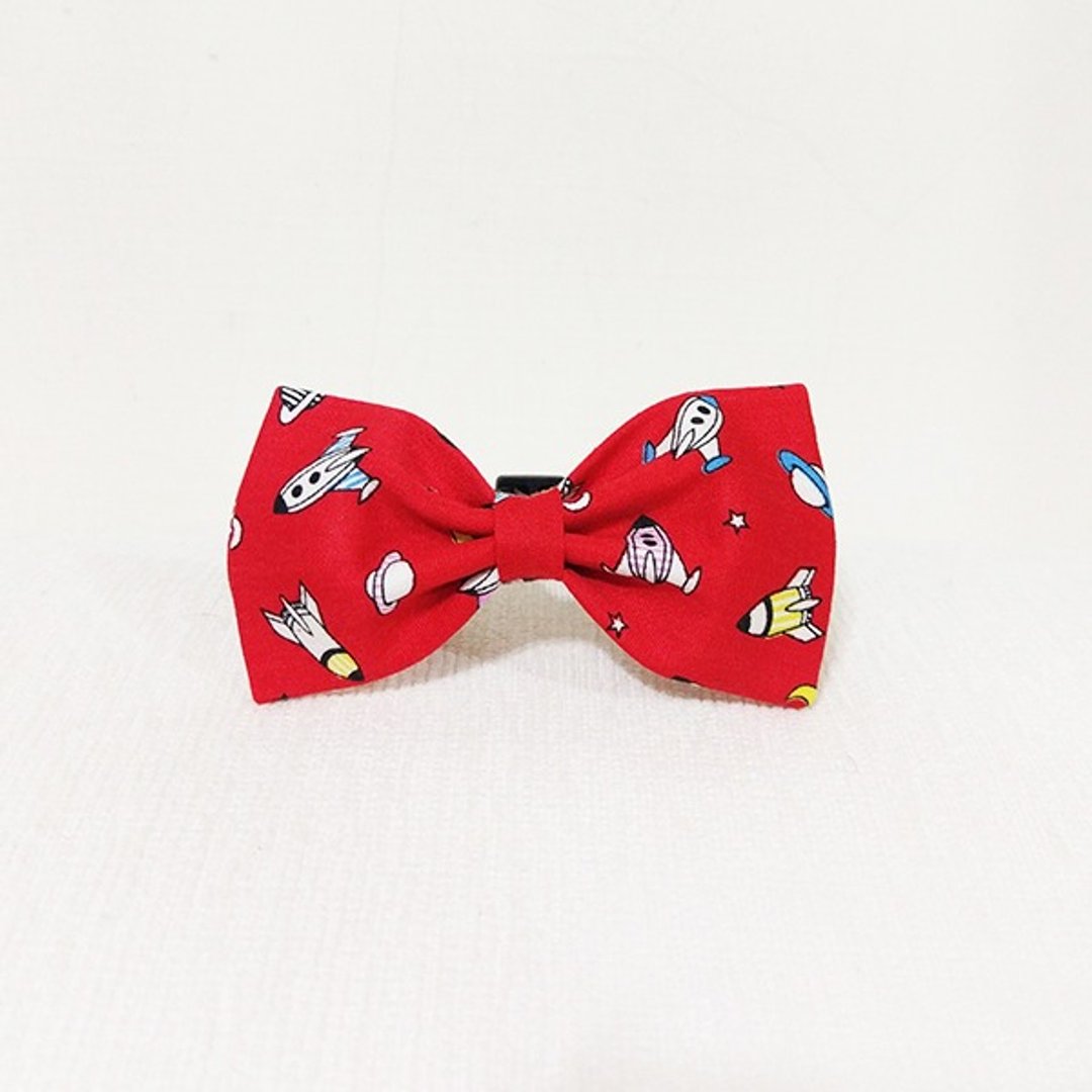 Ella Wang Design Bowtie 宠物 领结 猫 狗 火箭 太空人 红色 - 项圈/牵绳 - 棉．麻 红色