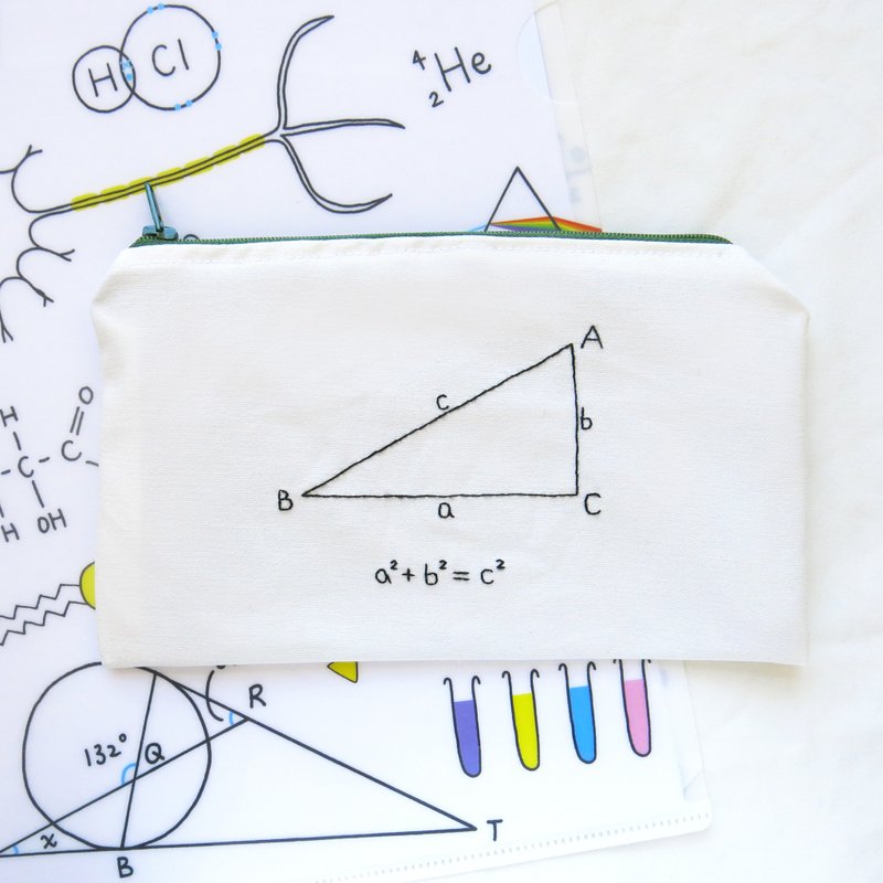 毕氏定理 Pythagoras Theorem / 数学系 零钱包 笔袋 - 铅笔盒/笔袋 - 绣线 白色
