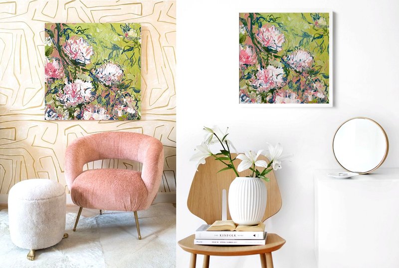 花卉原创油画画布花卉任何尺寸俄罗斯艺术家 - 插画/绘画/写字 - 其他材质 绿色