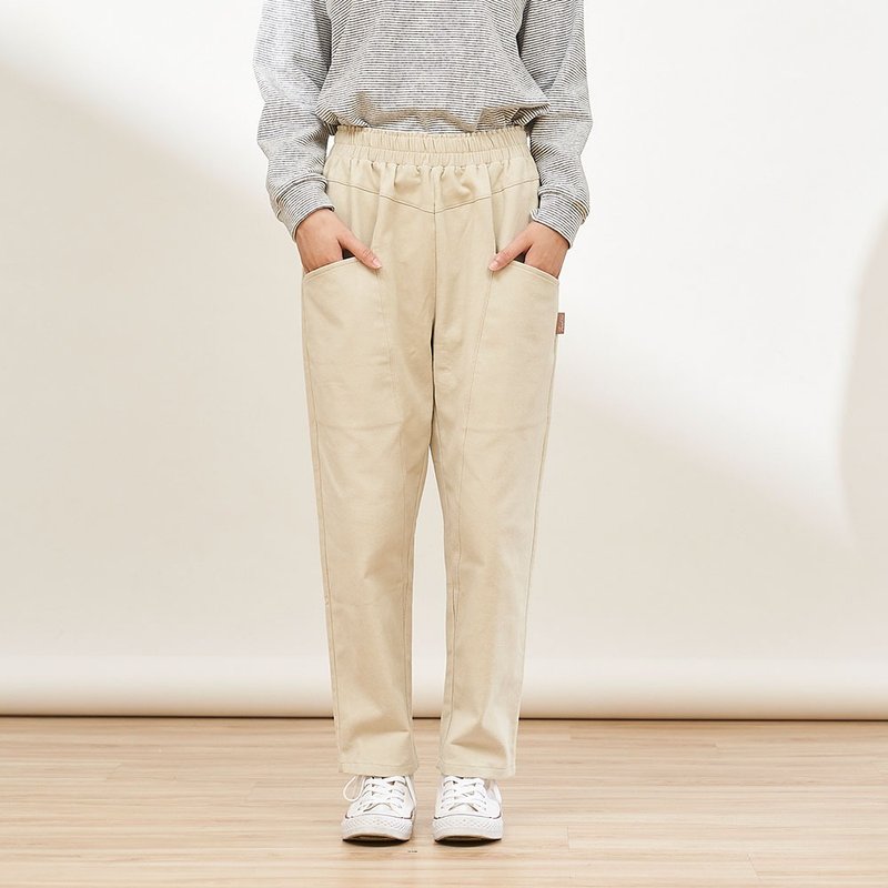 磨毛绒感剪接设计修身长裤-共2色 - 居家服/睡衣 - 棉．麻 多色