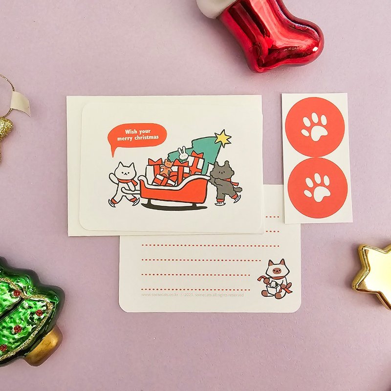 Somecats 迷你卡圣诞快乐 - 卡片/明信片 - 纸 白色