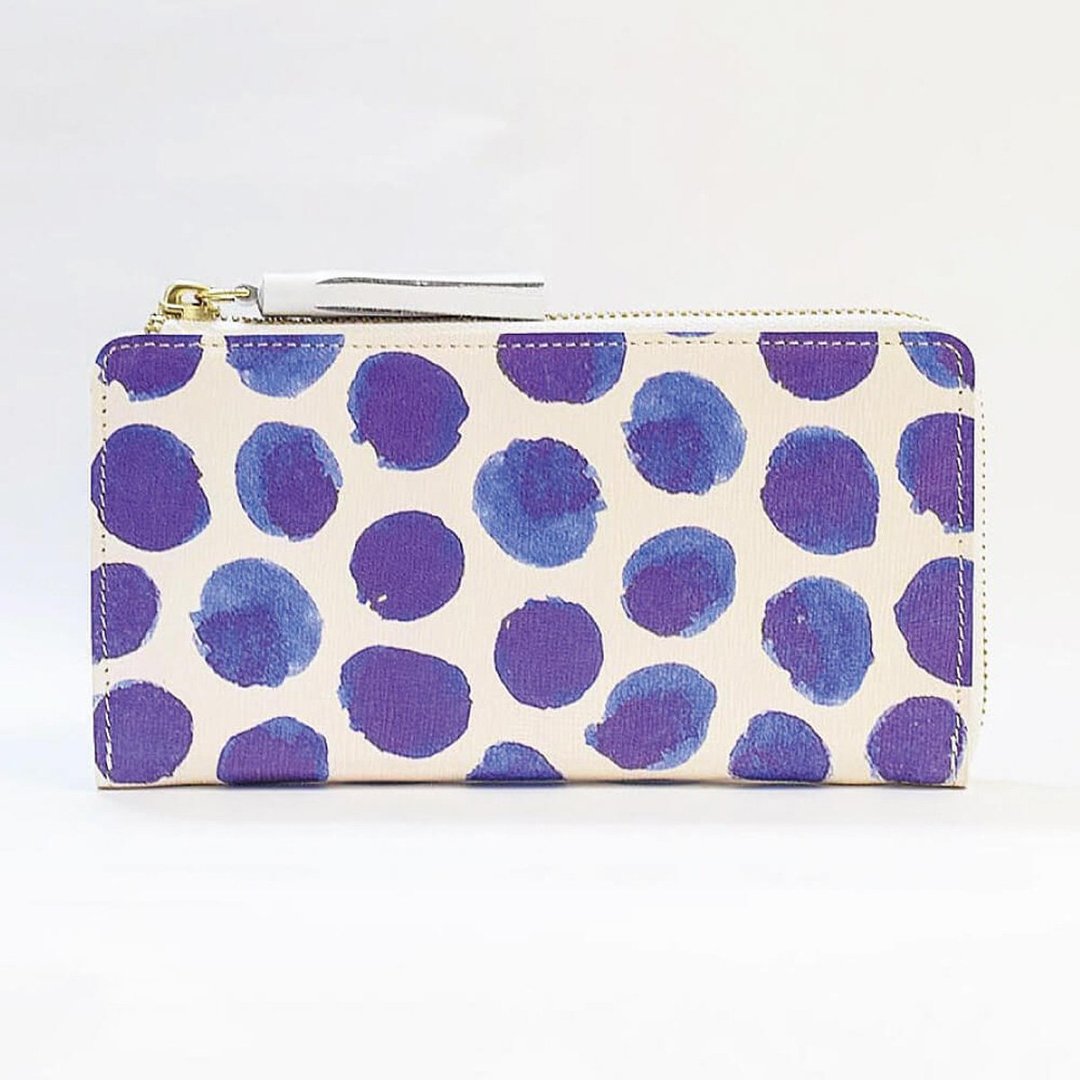 Spanish leather L-shaped zipper long wallet genuine leather polka longwallet wallet leather made in Japan Japan [Cassis] TOW003 - 皮夹/钱包 - 真皮 紫色
