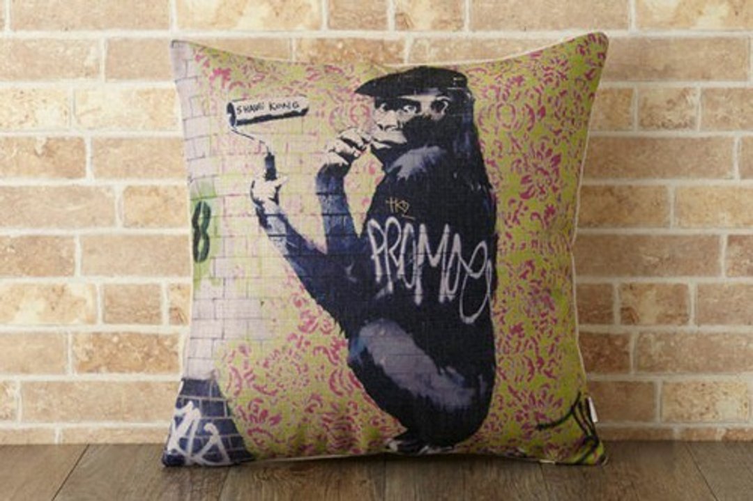 Cushion cover 45 × 45cm Banksy British animal funky gorilla jubileecushionba013 - 摆饰 - 棉 