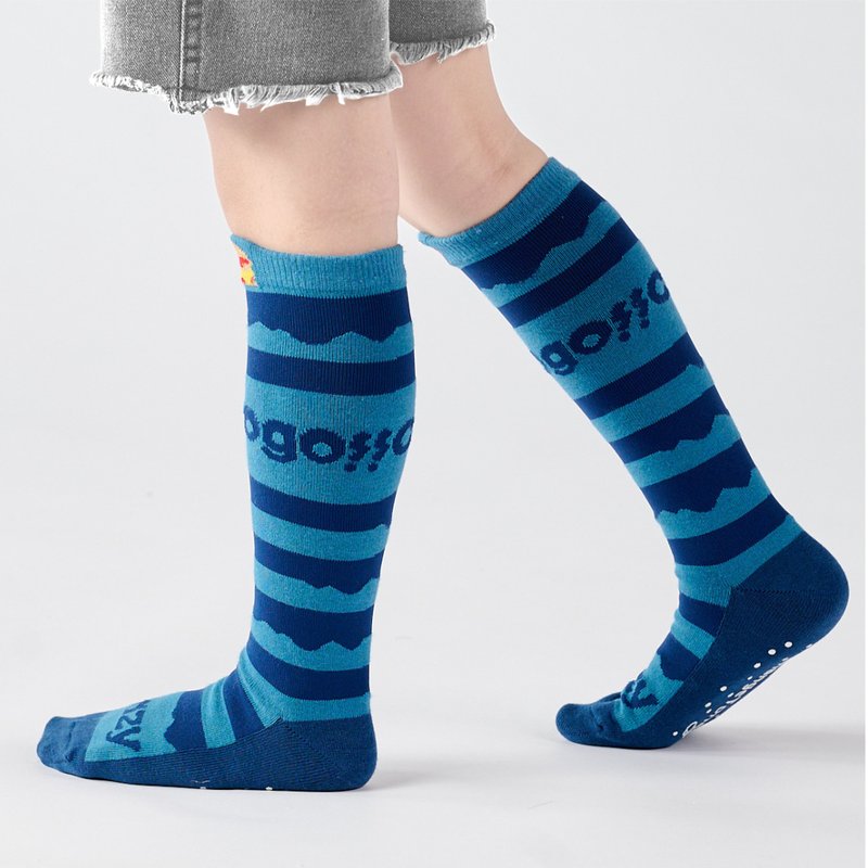 联名Crazygogo_小博士 膝下童袜 - 蓝(7y-9y) - 袜子 - 棉．麻 蓝色