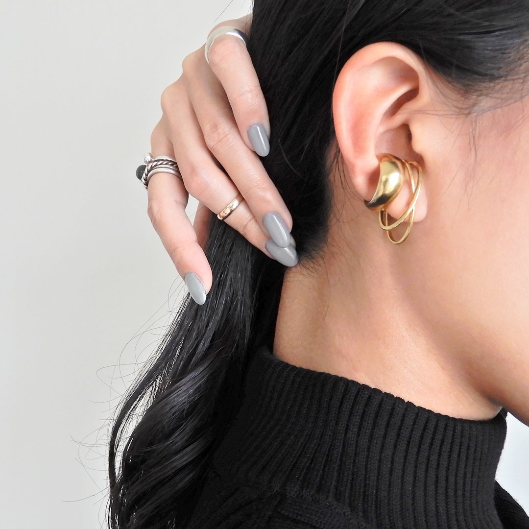 Swag Ear Cuff 椭圆交叉 / brass C091 - 耳环/耳夹 - 铜/黄铜 金色