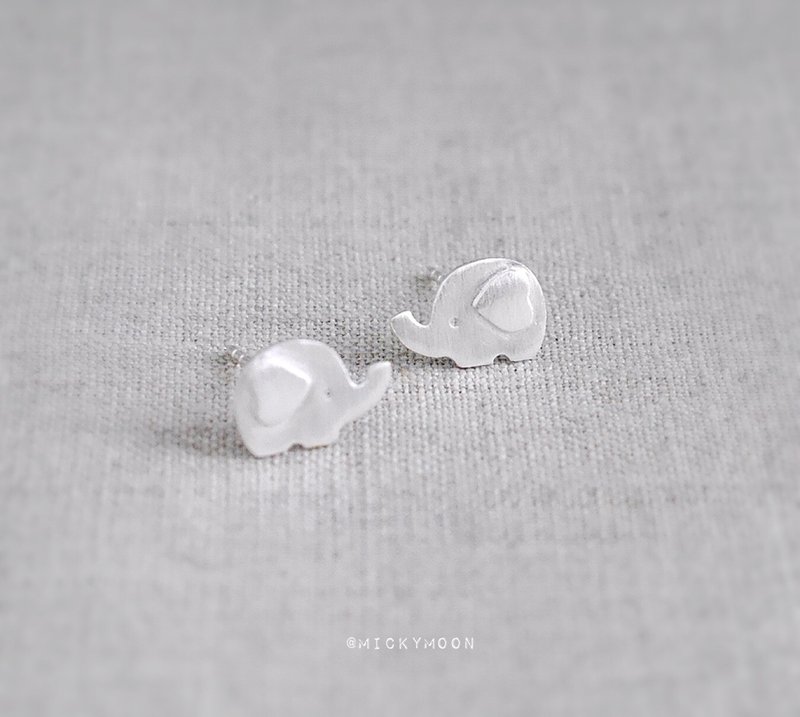 Elephant Silver Earrings,925 Sterling Silver - 耳环/耳夹 - 纯银 银色