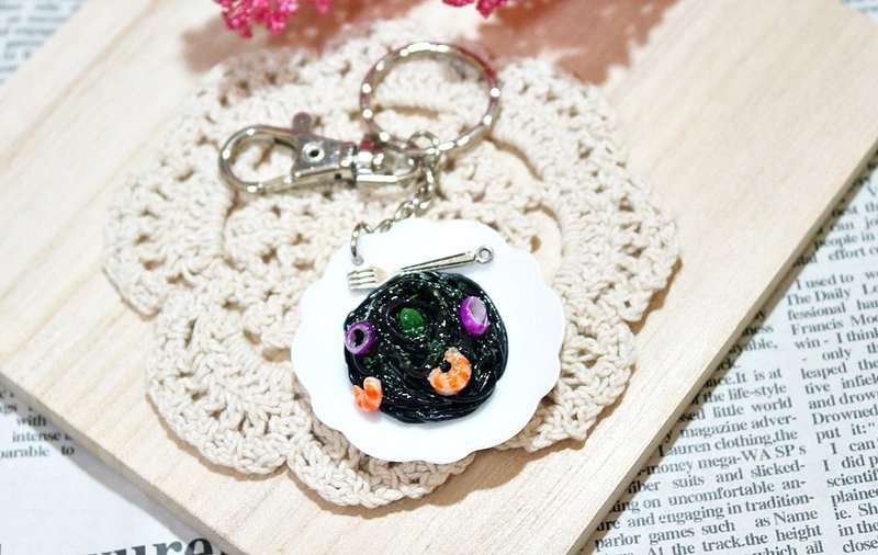 =>黏土系列--墨鱼海鲜面- =>限量x1 #包包配件# #送礼# - 钥匙链/钥匙包 - 粘土 黑色